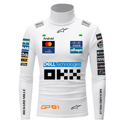 Oscar Piastri White F1 Compression Shirt – Men's Racing Base Layer