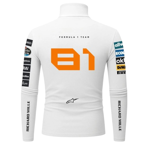Oscar Piastri White F1 Compression Shirt – Men's Racing Base Layer