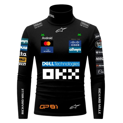 Oscar Piastri Black F1 Compression Shirt – Men's Racing Base Layer